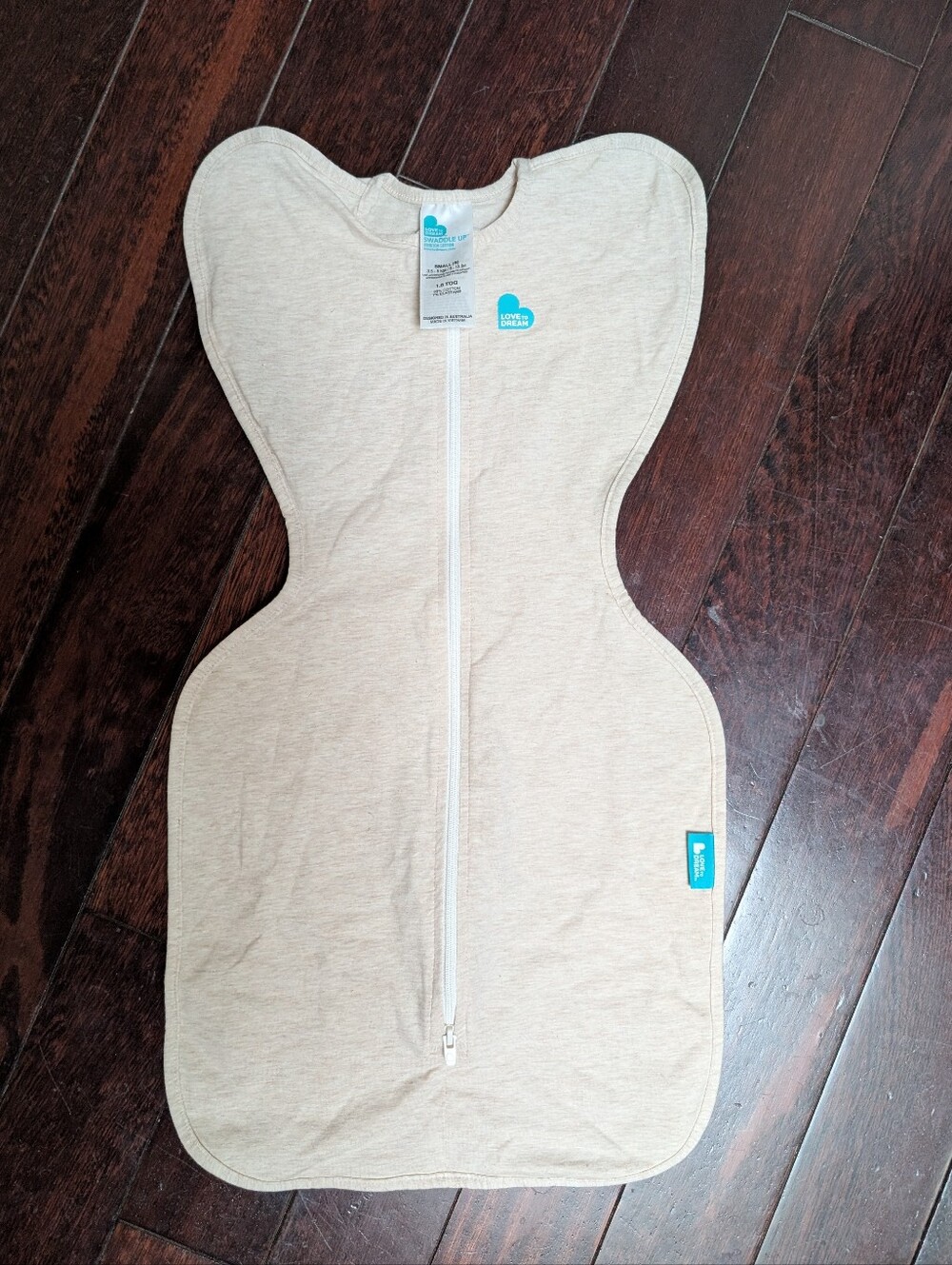 NWOT Love To Dream Swaddle One-Piece - Beige Heather - Small (8-13 lbs) 1.0 Tog